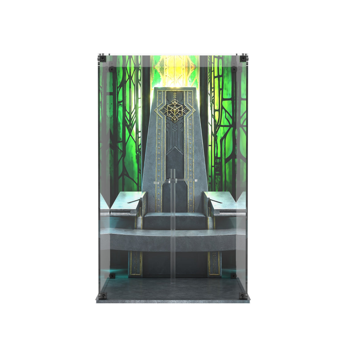 Display case for Hot Toys MMS906B Doctor Doom - printed back and matching printed base, empty case