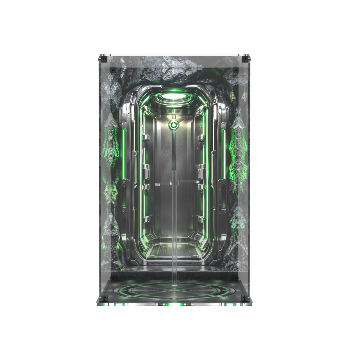 Display case for Hot Toys CMS036D83 Superior Iron Man (Infamous Neon Version) - printed back and printed base, empty case