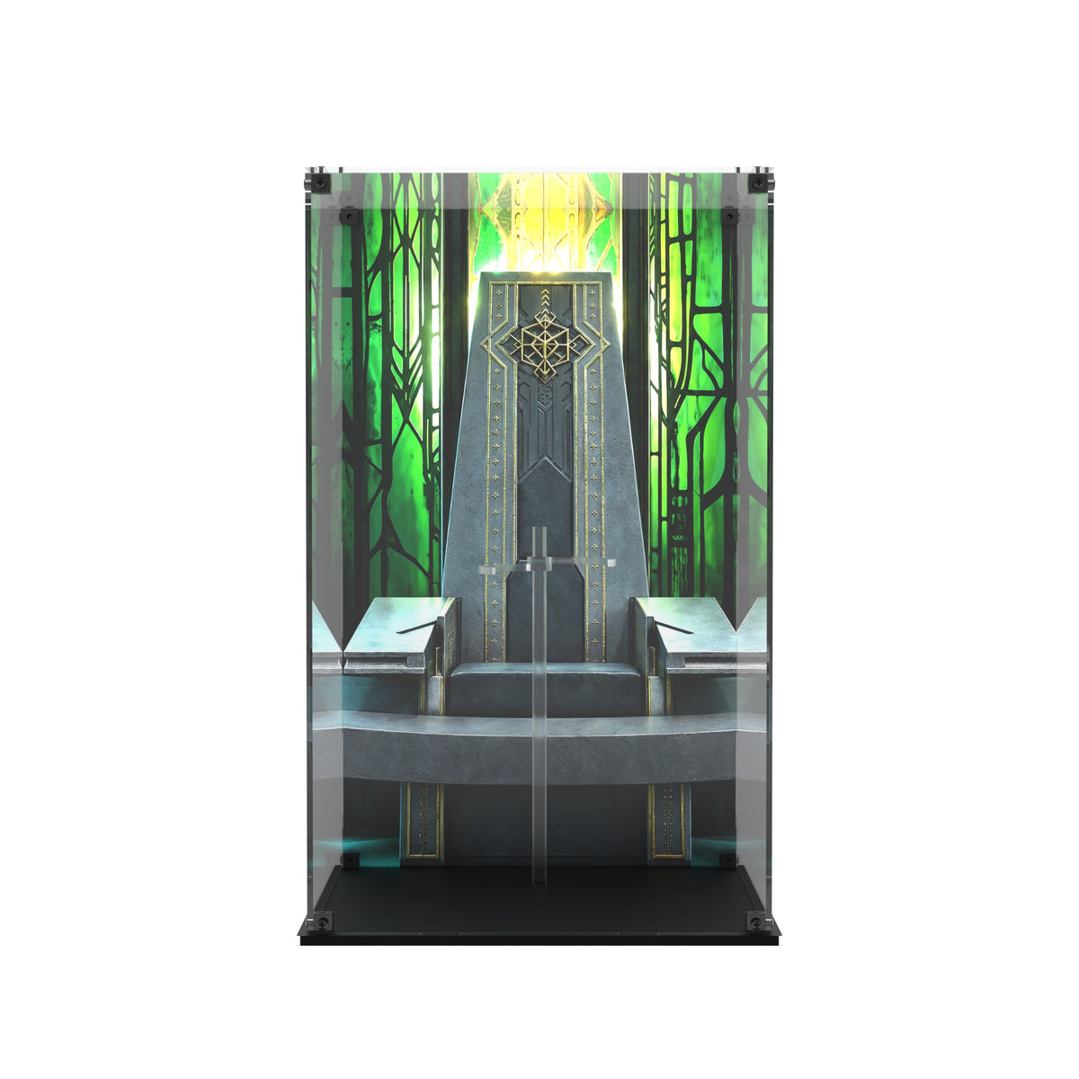 Display case for Hot Toys MMS906B Doctor Doom - printed back and glossy black base, empty case