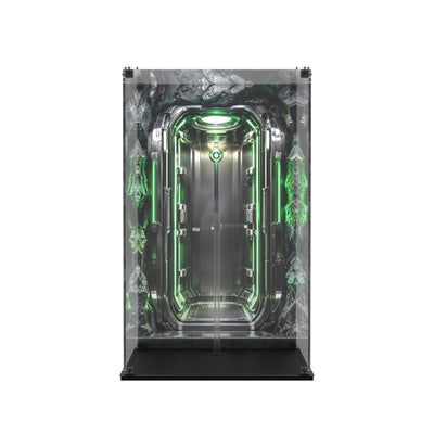 Display case for Hot Toys CMS036D83 Superior Iron Man (Infamous Neon Version) - printed back and glossy black base, empty case