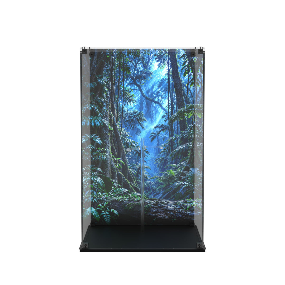 Display case for Hot Toys Predator 2.0 - Jungle back and glossy black base, empty case