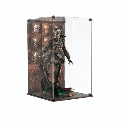 Display case for Hot Toys Predator 2.0 - Trophy Room design, side view with figure